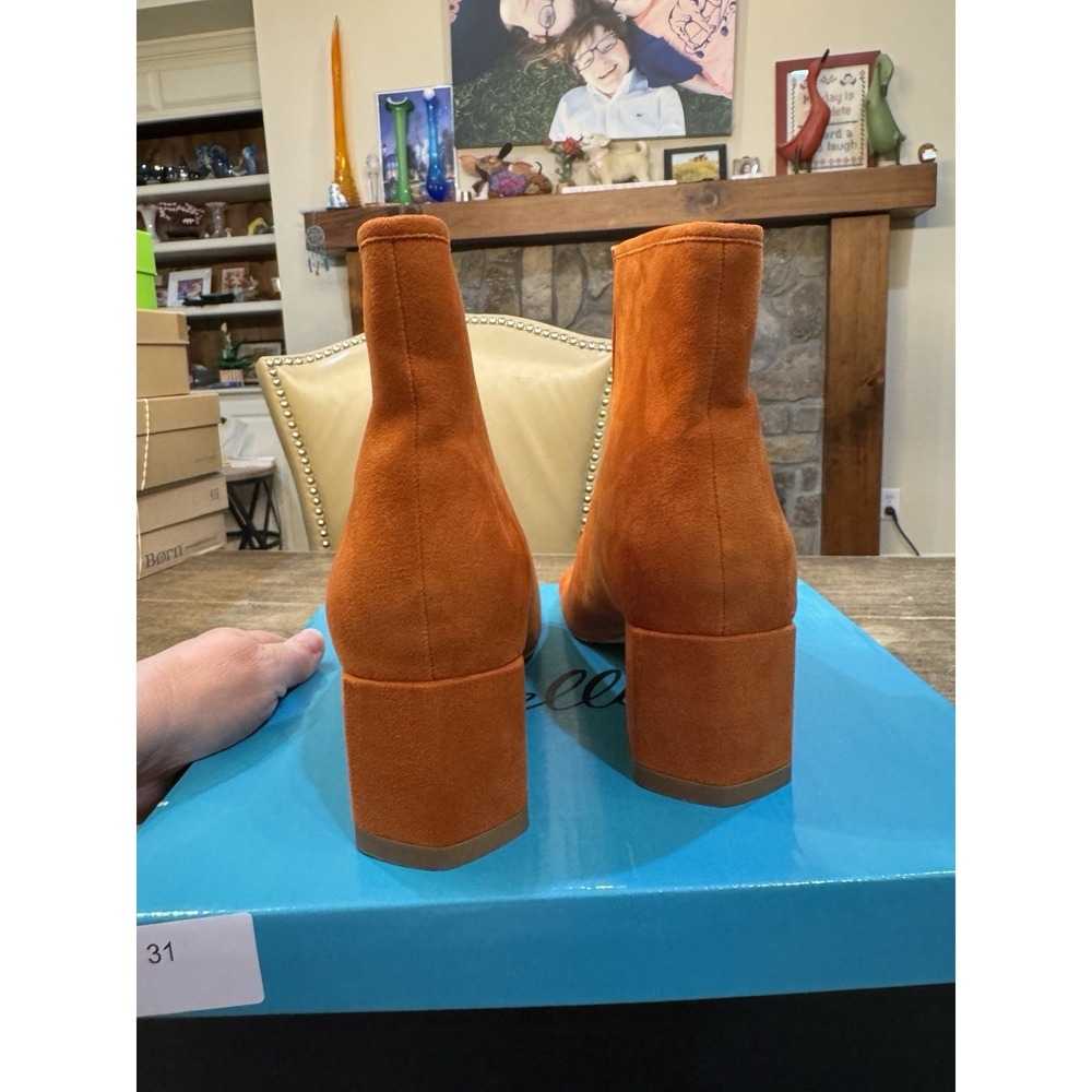 Bellini Jaded open-toe block heel booties in orange microsuede Size 8 - Picture 5 of 11